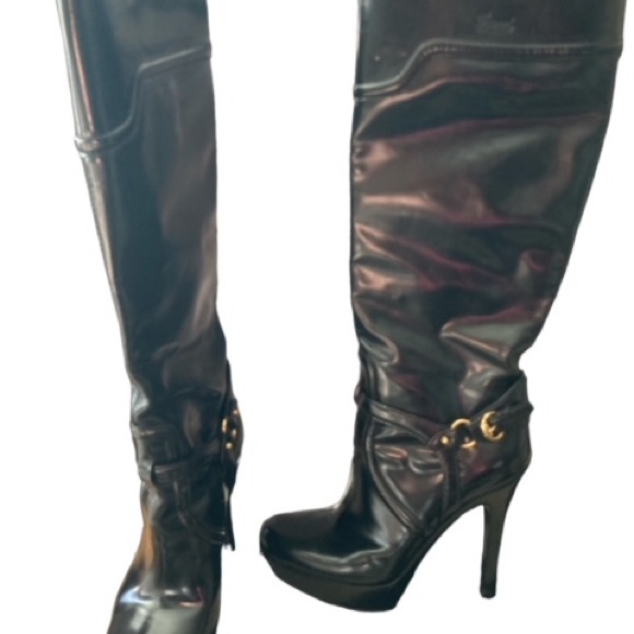 RARE GUCCI LEATHER PLATFORM BOOTS - Picture 4 of 6